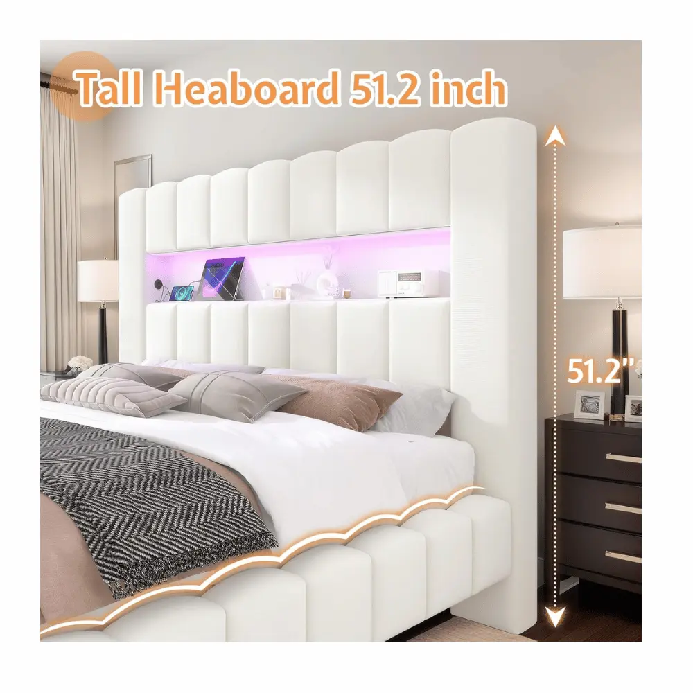 Jocisland sturdy padded bed frame