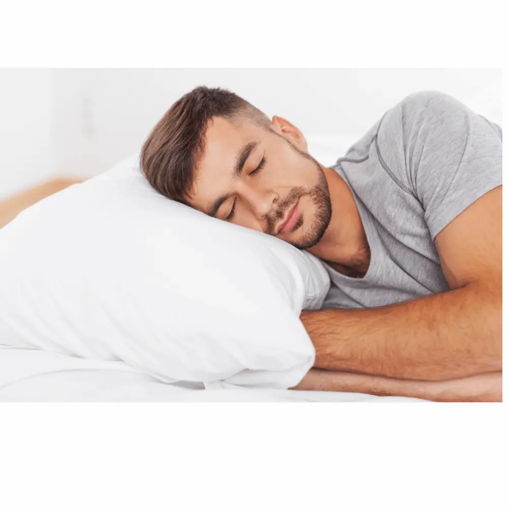 A young man is deep sleeping