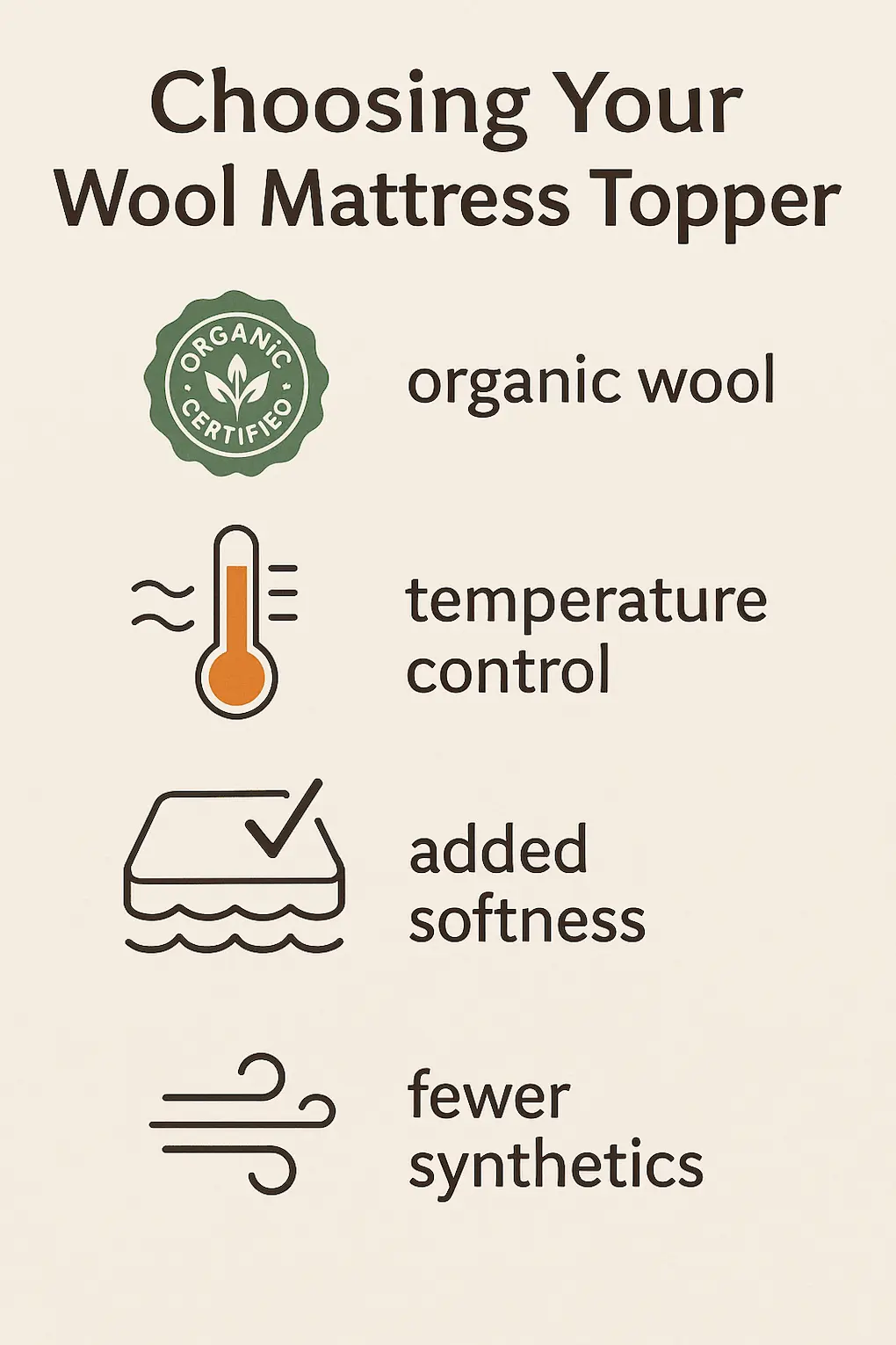 Wool mattress topper selection tips infographic.