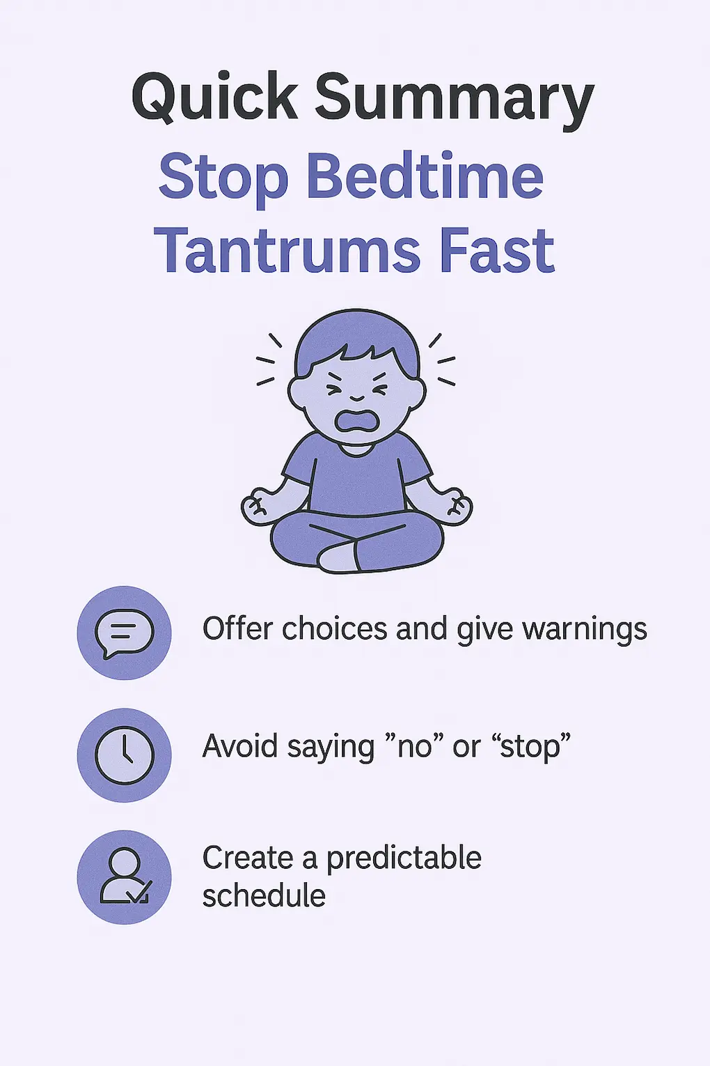 Bedtime tantrum tips graphic