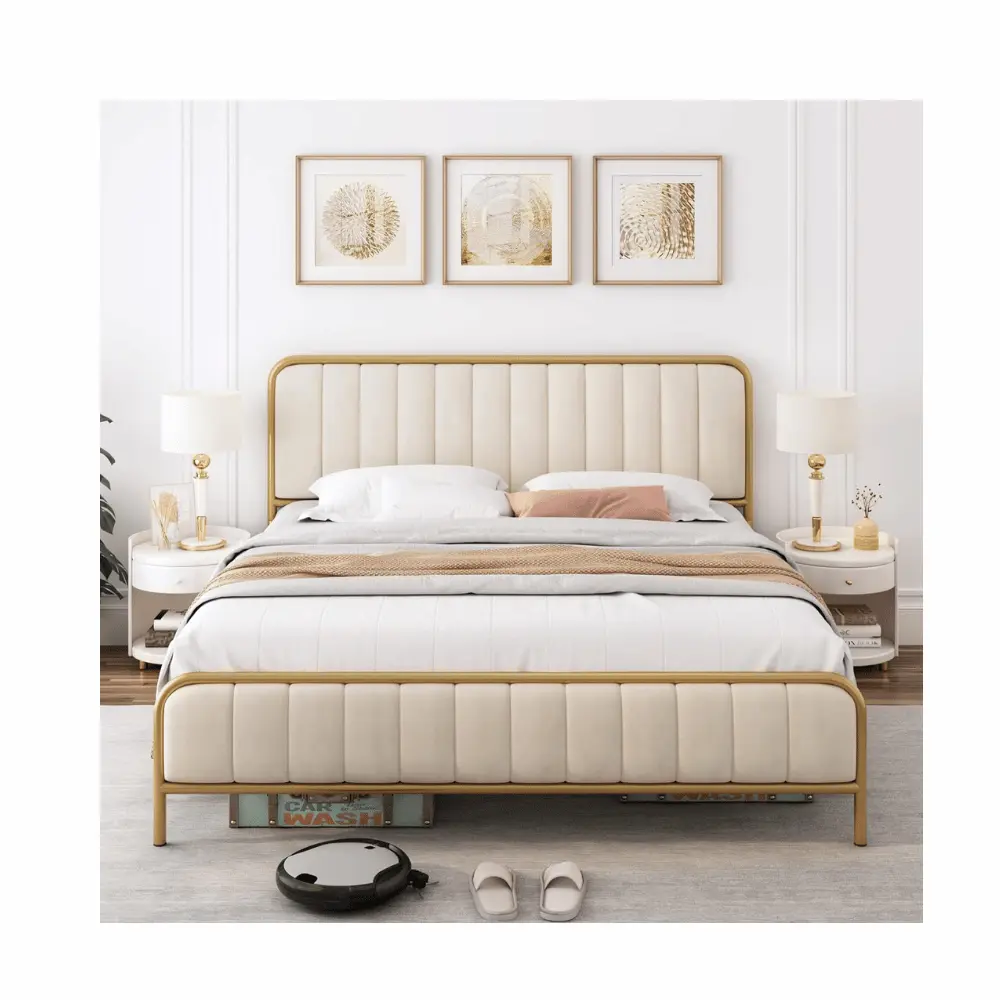 HITHOS tufted headboard bed frame