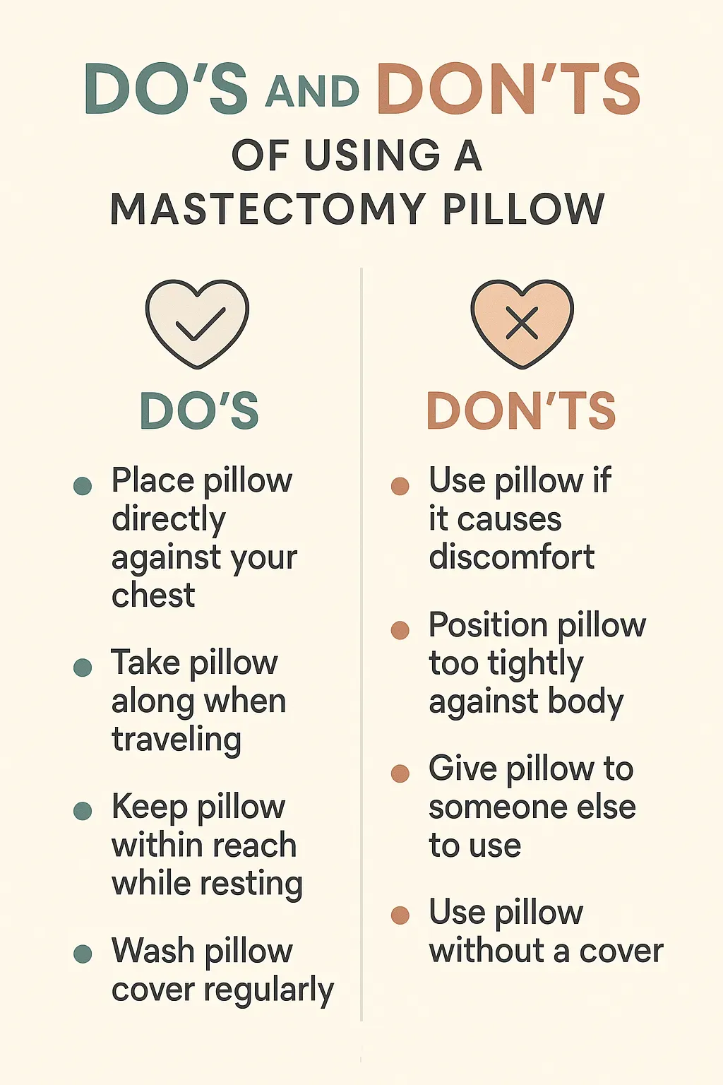 Types of mastectomy pillows for surgery recovery needs infographic