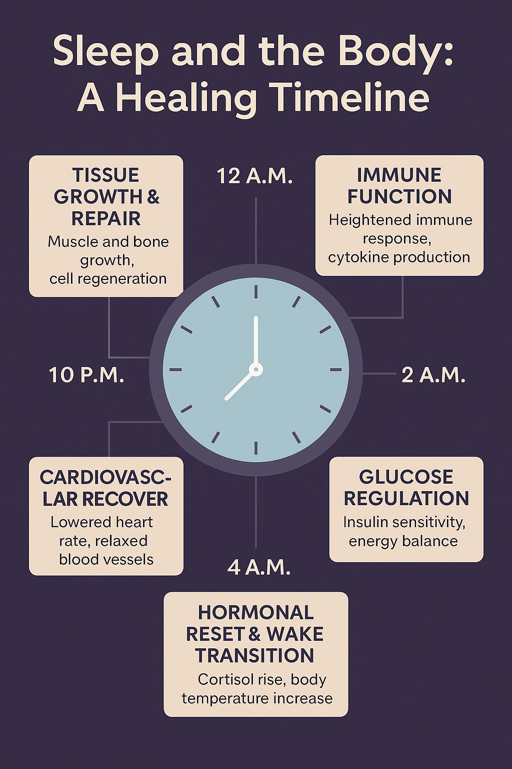 Sleep healing timeline with clock