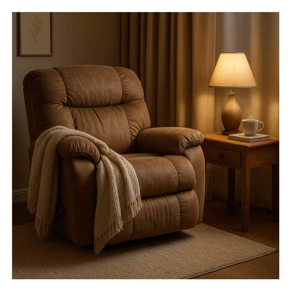 Plush brown recliner chair