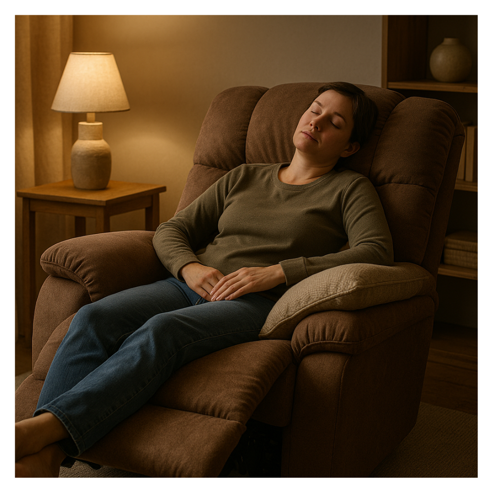 Woman relaxing in recliner