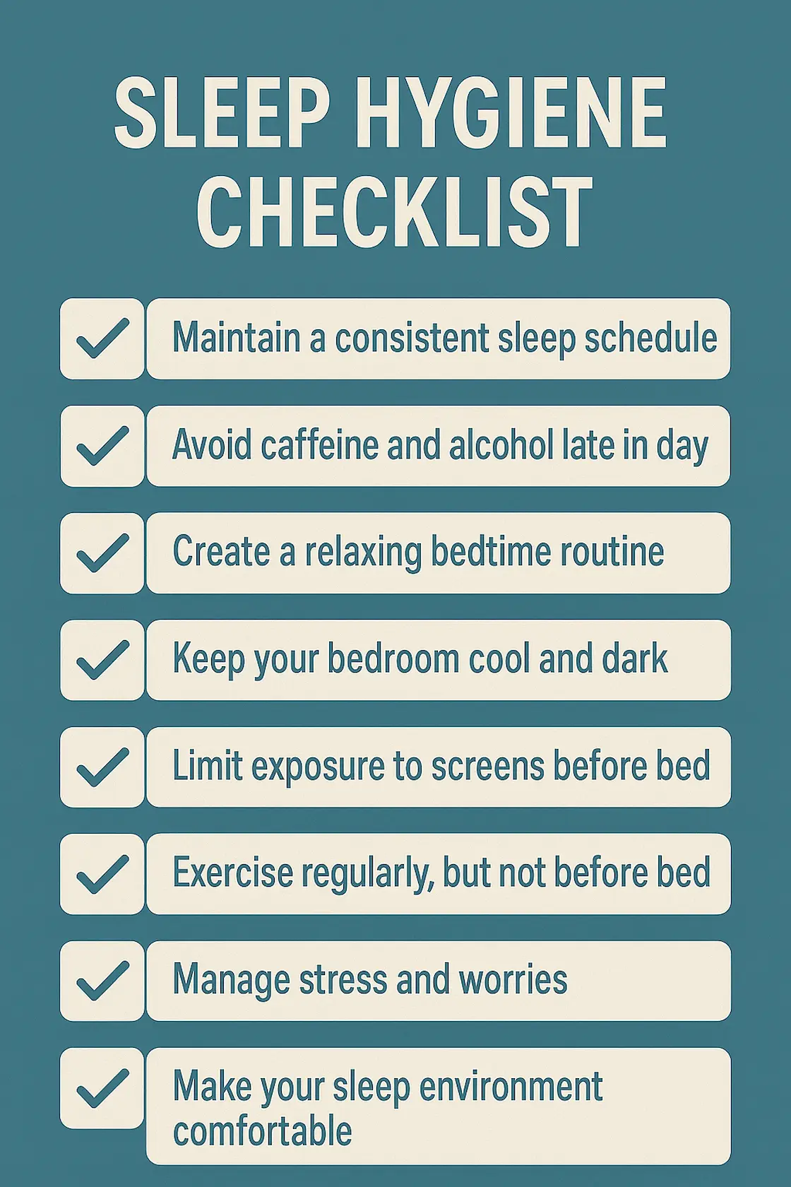 Sleep hygiene checklist graphic