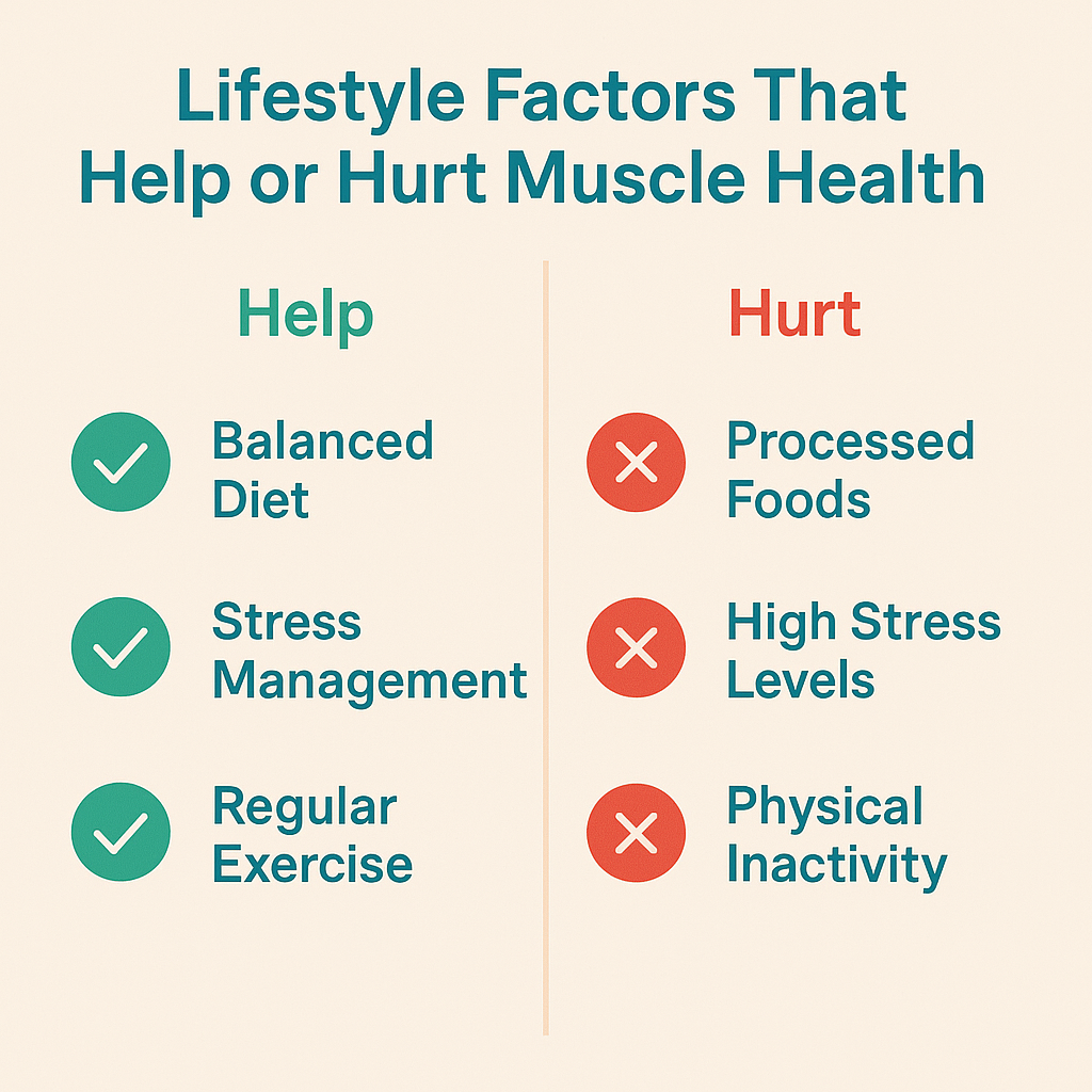 Lifestyle impact on muscle health chart.
