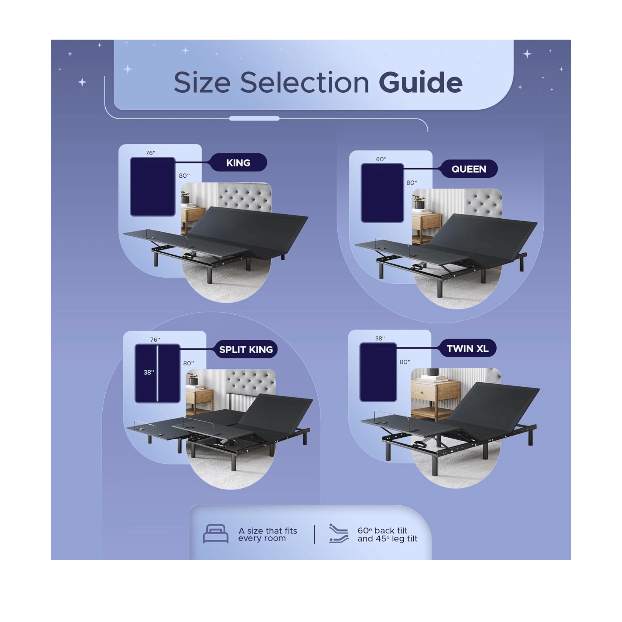 Celestial Sleep adjustable remote control bed