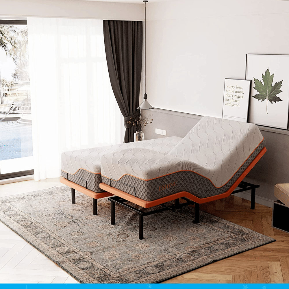 Scenic bedroom with split king adjustable bed.