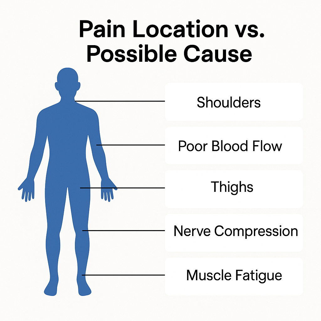 Muscle pain location and cause chart.