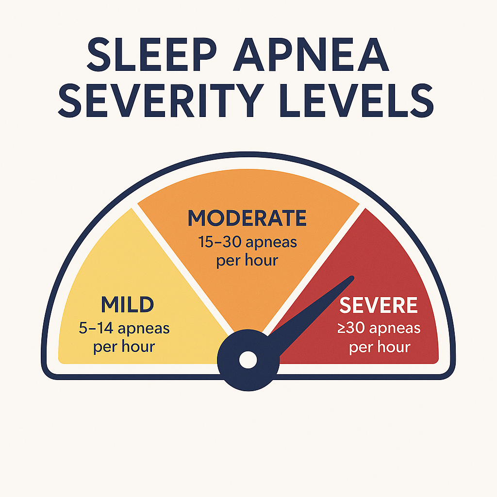 Color-coded gauge showing apnea severity levels.