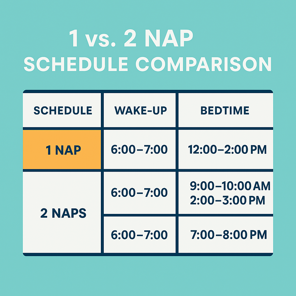 One nap versus two nap toddler schedule chart