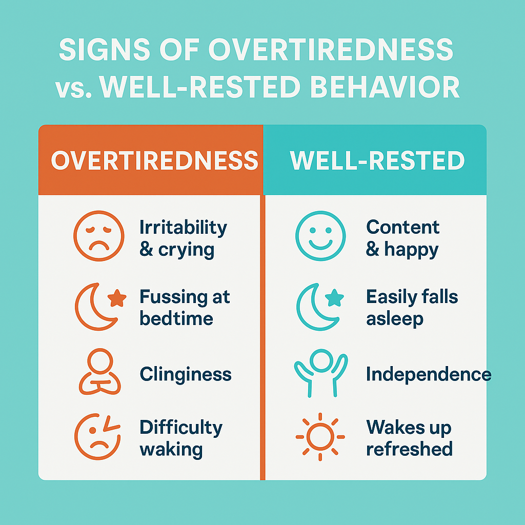 Signs of overtiredness versus well-rested toddler behavior