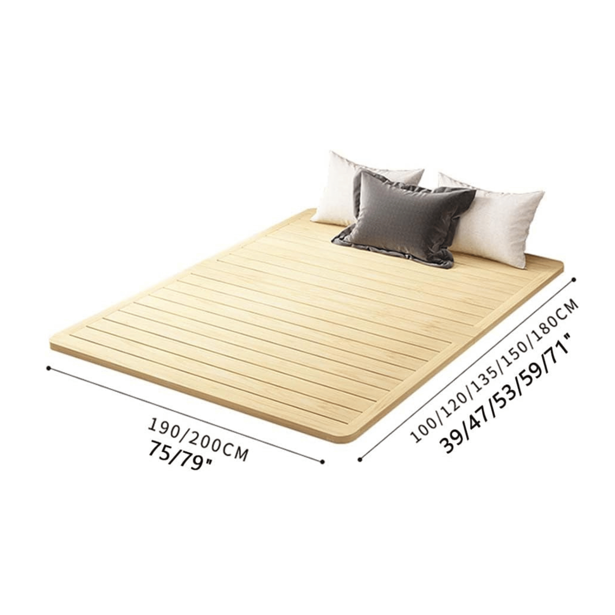 Generic folding tatami frame with size dimensions