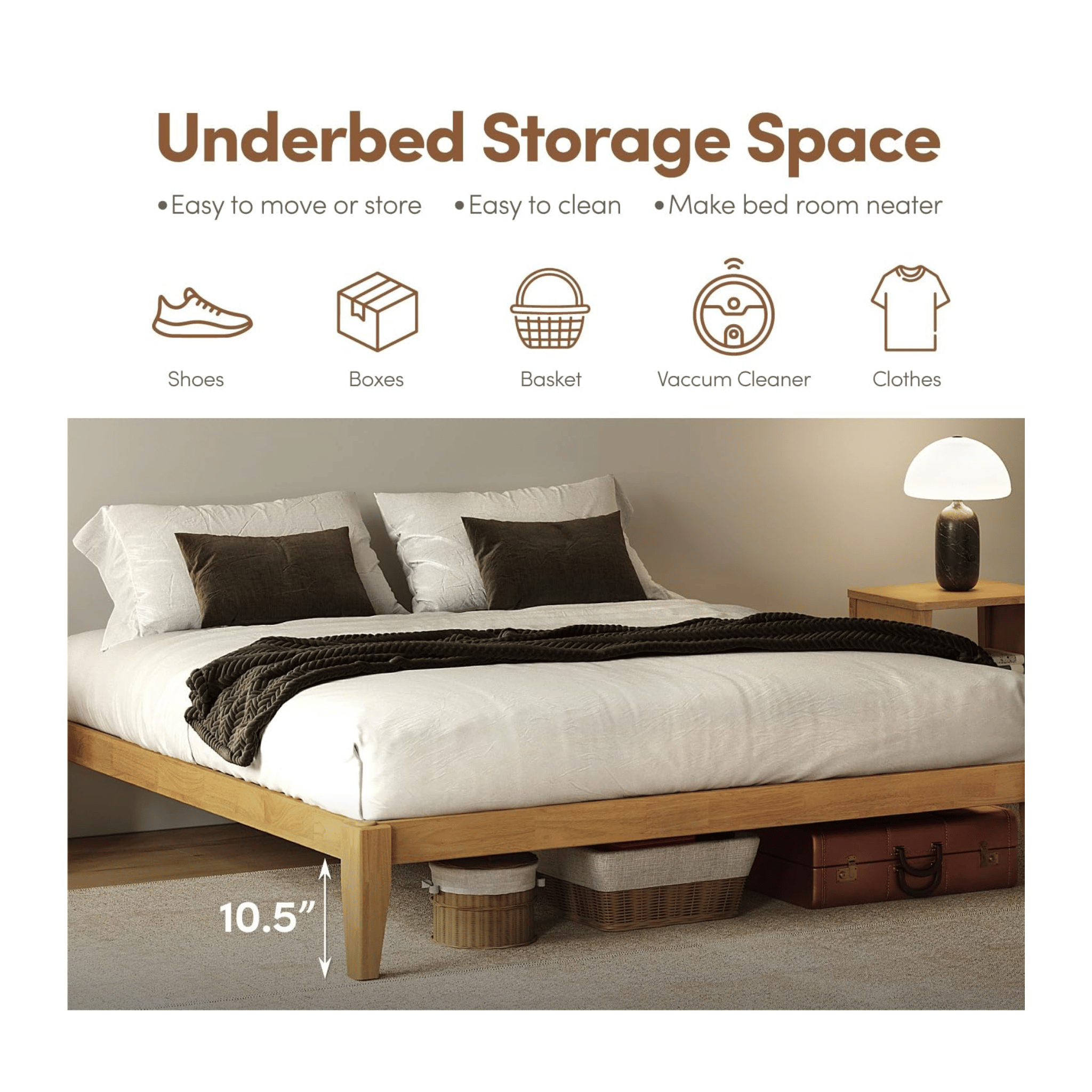 AllForWood platform bed with underbed storage space