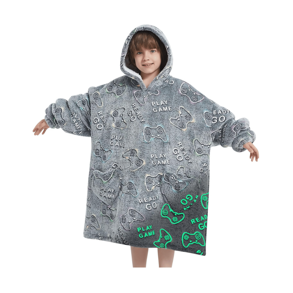 fiosnow neon glow kids hoodie blanket