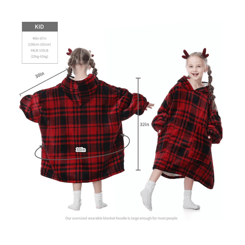 aemicion red plaid hooded blanket for kids