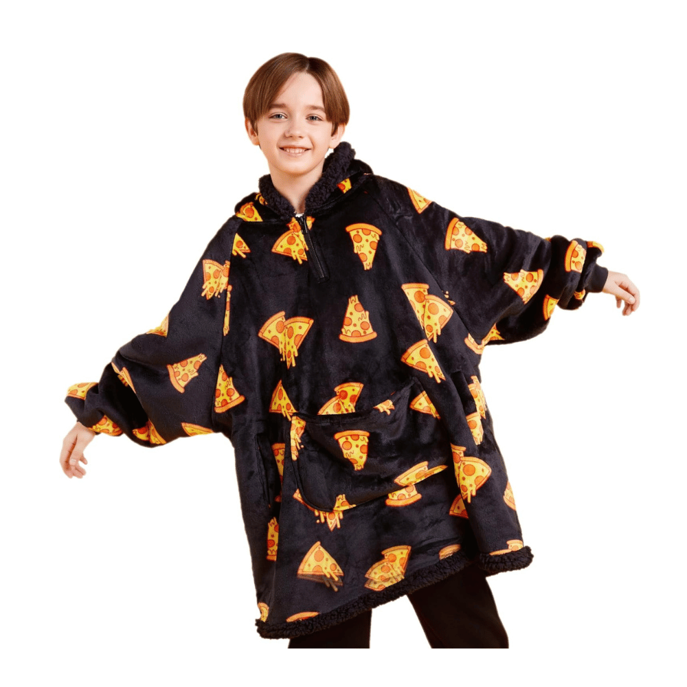 giggling getup pizza print kids wearable blanket