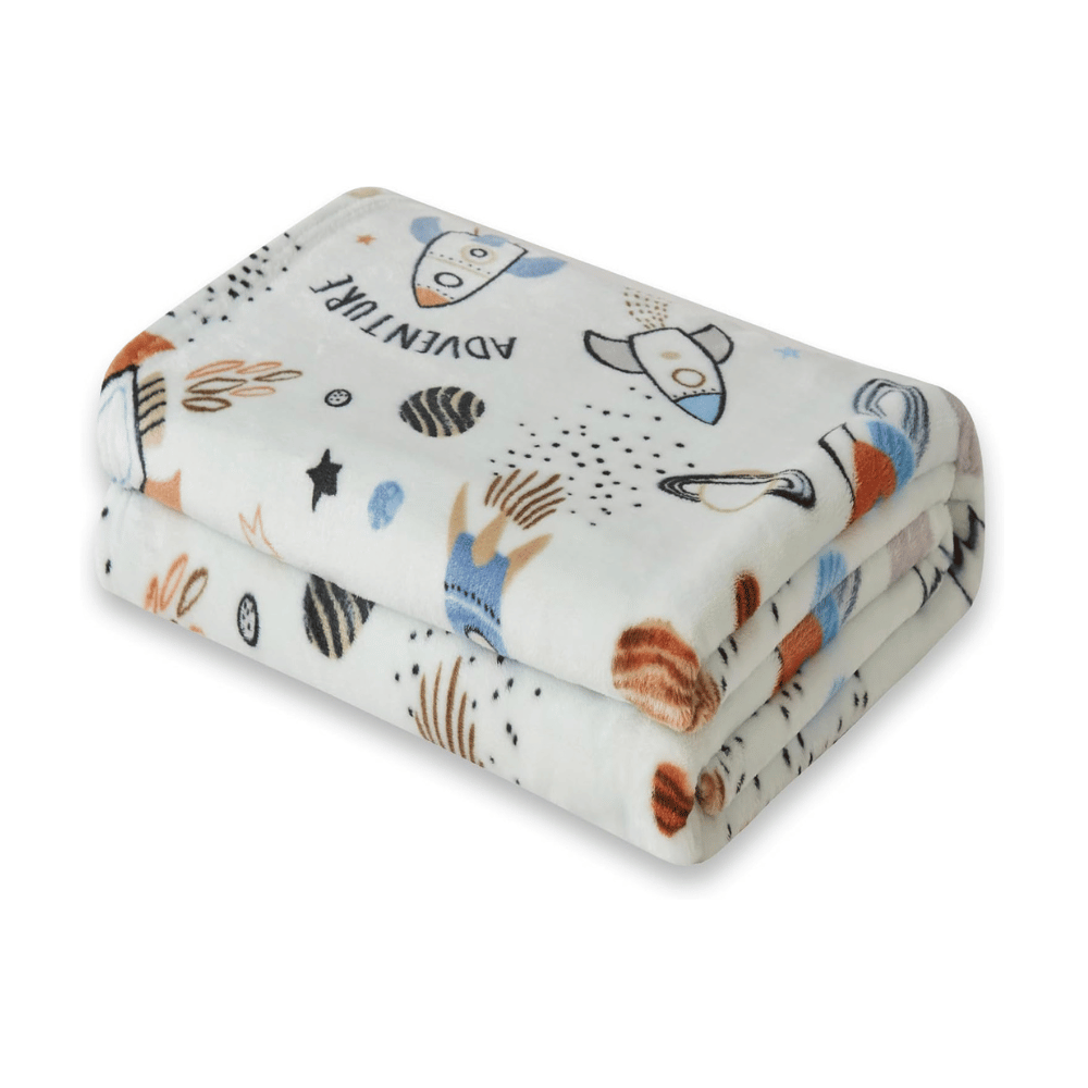 Rocket cartoon kids cozy blanket.