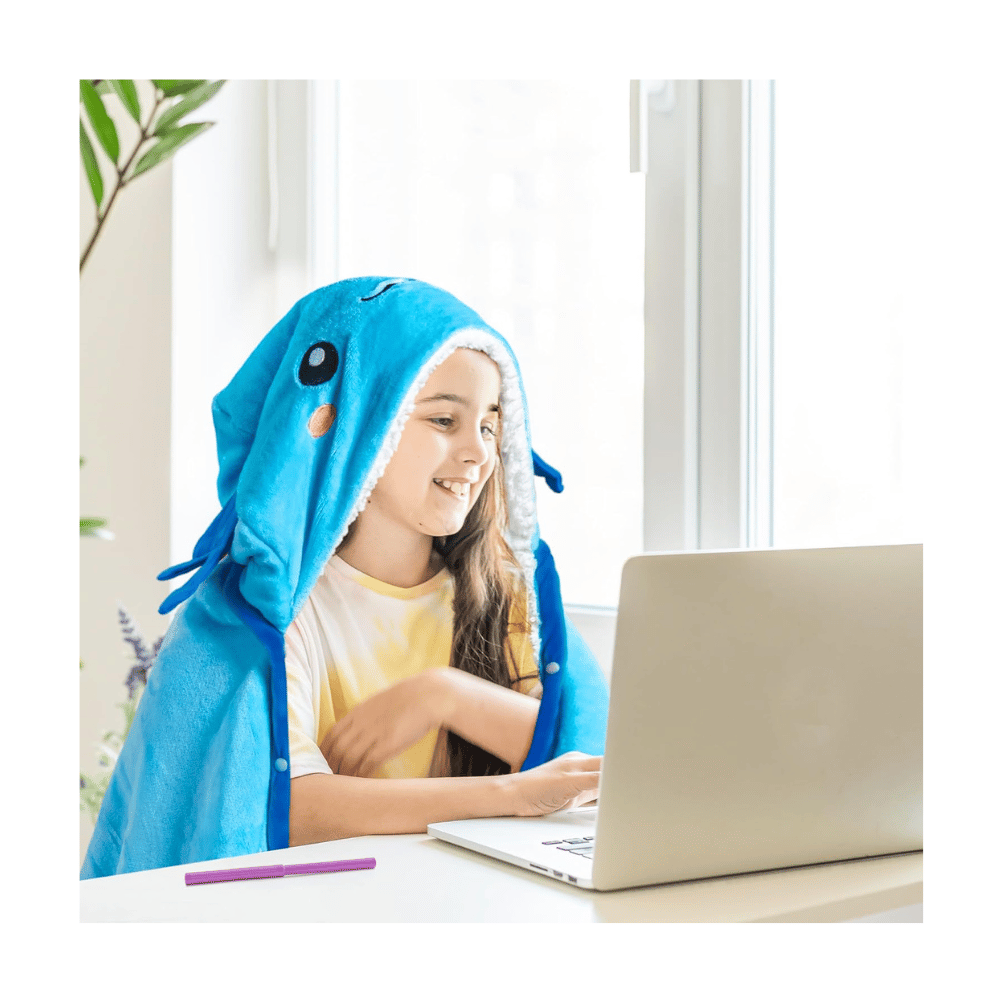 glow axolotl kids wearable blanket hoodie