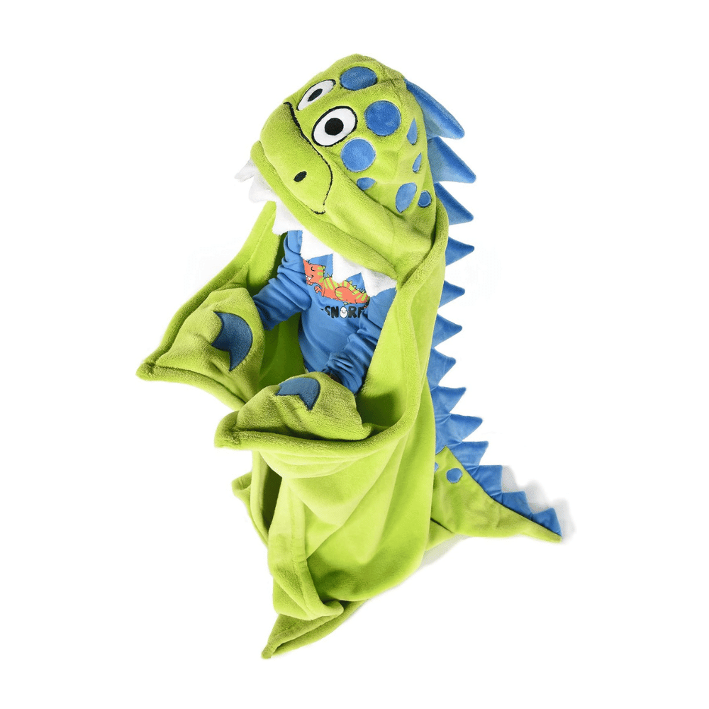 lazy one green dinosaur wearable blanket