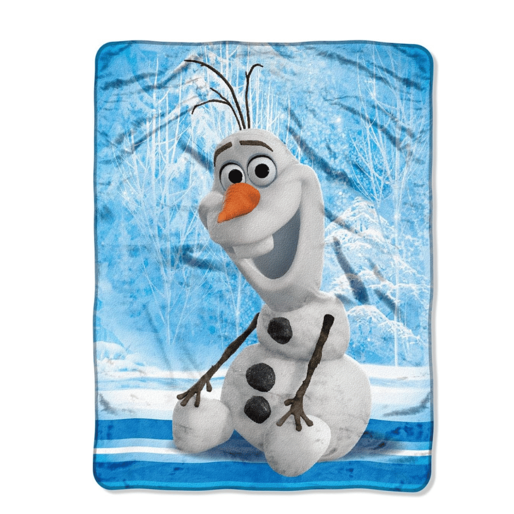 Soft Disney Frozen blanket with Olaf character and snowflake pattern for kids