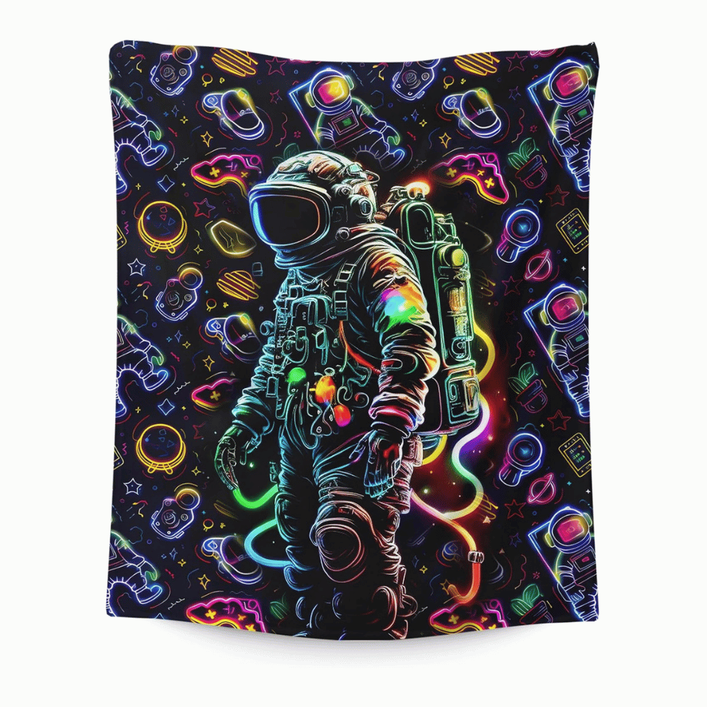 Kids galaxy astronaut print blanket.
