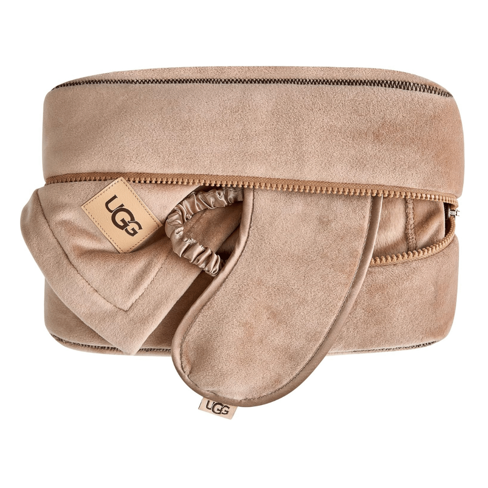 Folded UGG Reagan Travel Set with blanket, eye mask, and bag (Credit: UGG / Amazon)