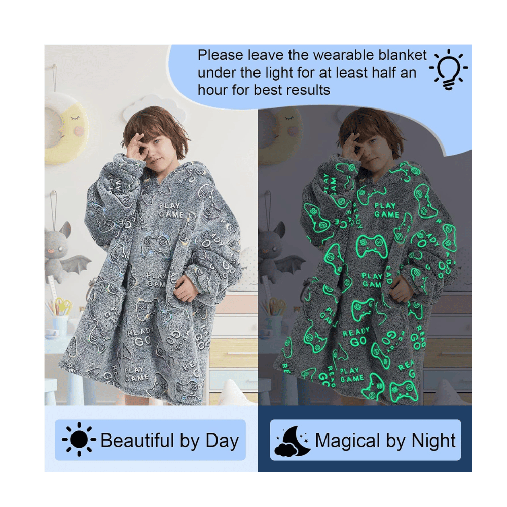 fiosnow glow in dark wearable blanket hoodie