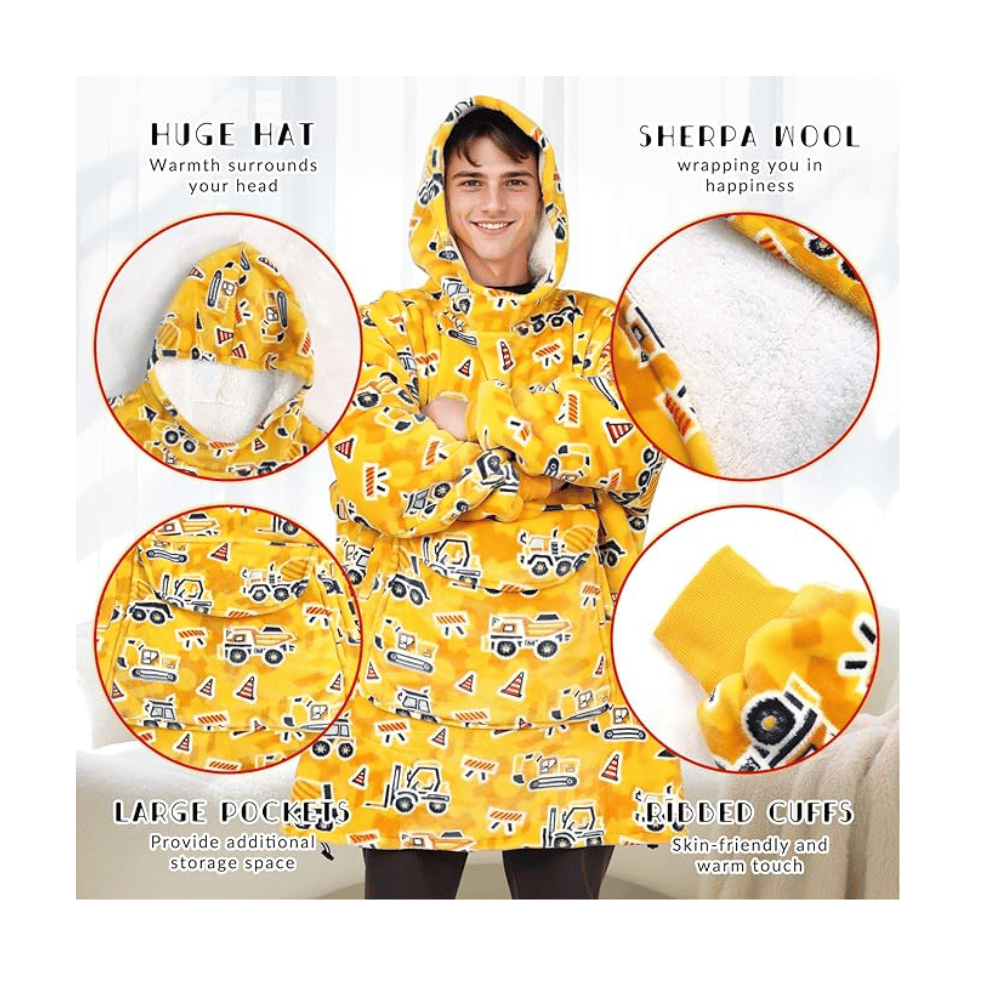 sherpa wool lokoz glow wearable hoodie blanket