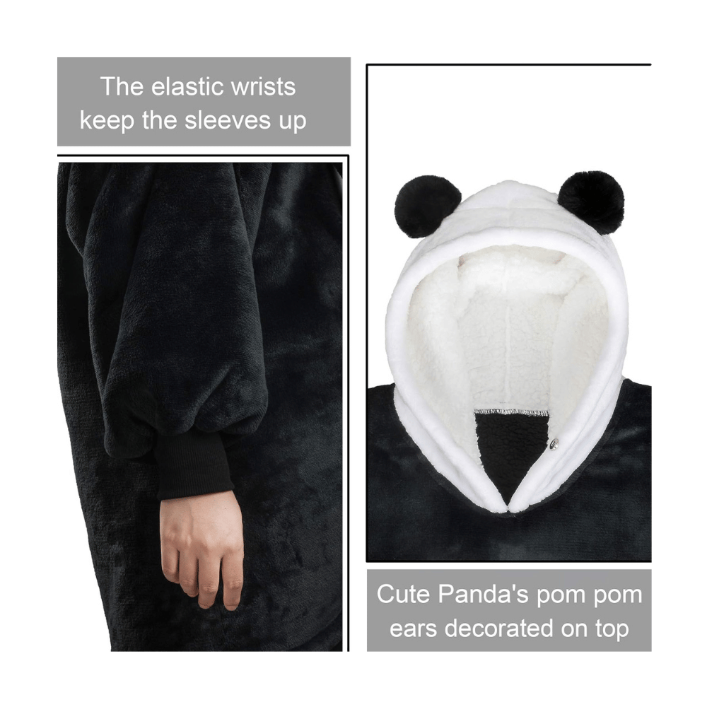 solaris panda hooded blanket elastic wrist design