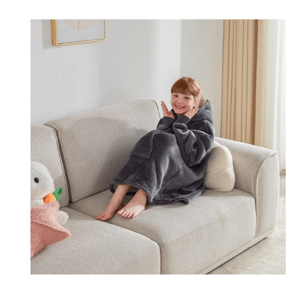 gray sherpa wearable blanket hoodie touchat