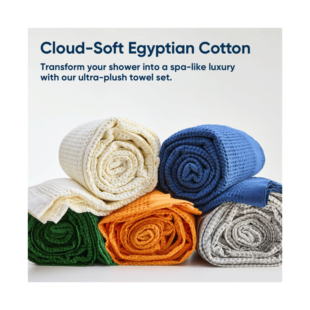 vesta luxury waffle weave blankets blue orange cream cotton