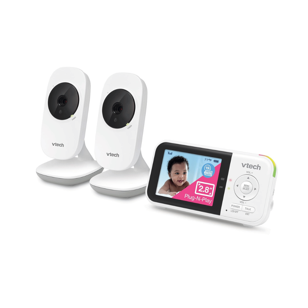 VTech VM819 video baby monitor with two cameras and 2.8 inch parent unit display