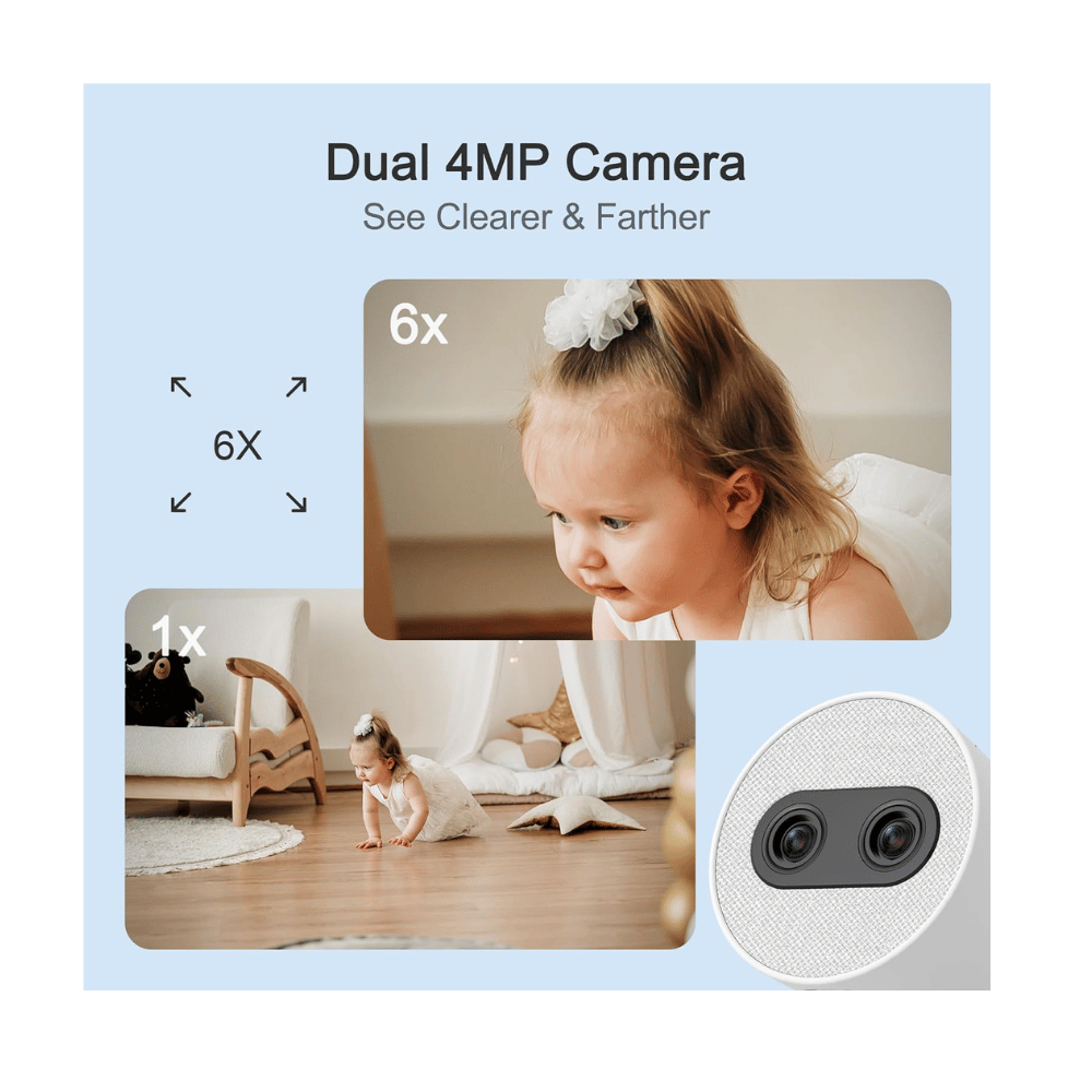 Simsky dual 4MP baby monitor with 6x zoom and clear long-distance viewing