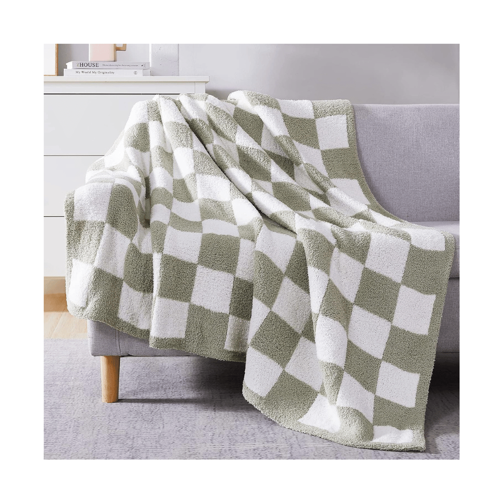 wrensonge checkered blanket white green throw couch