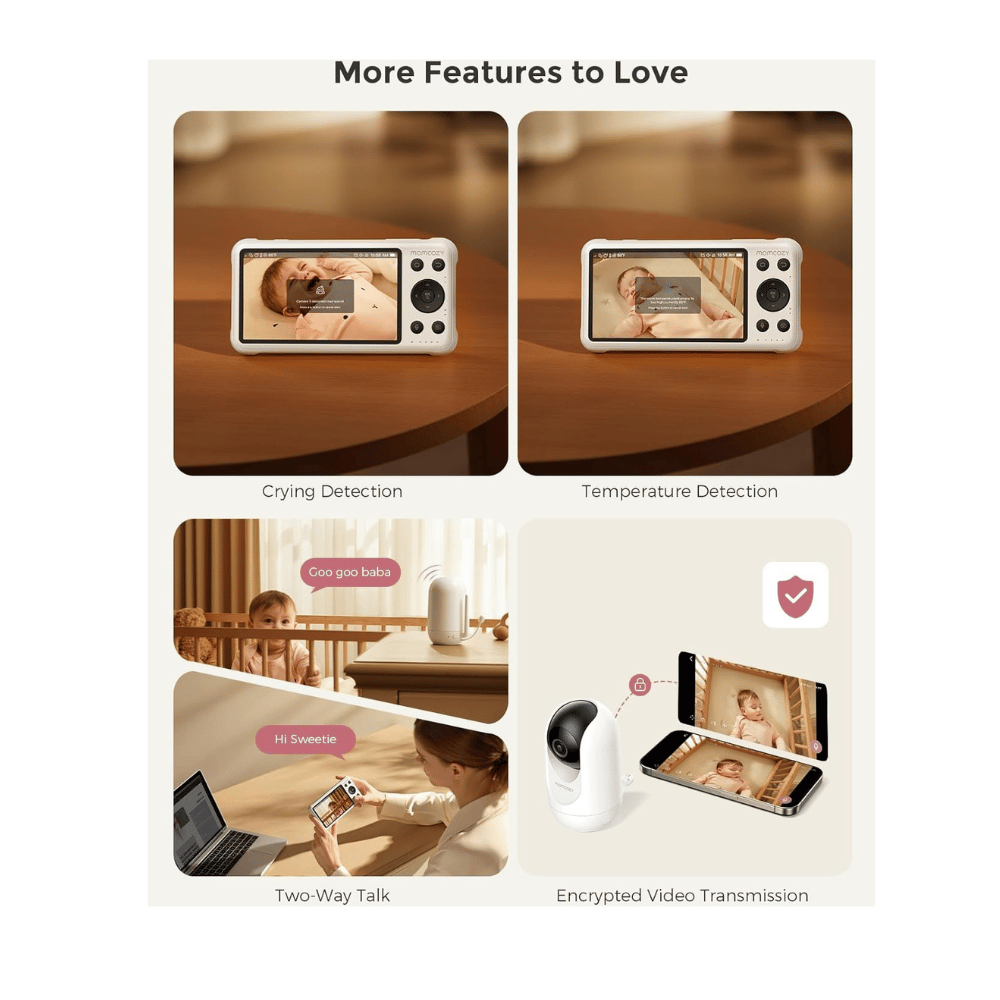 Momcozy baby monitor with crying detection temperature alerts and two-way talk features