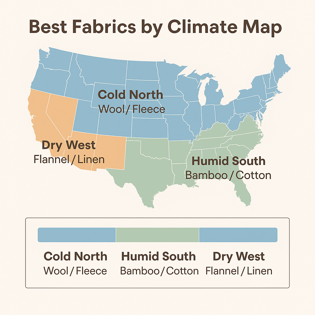 us climate fabric map bamboo cotton wool fleece flannel linen best fabrics by region