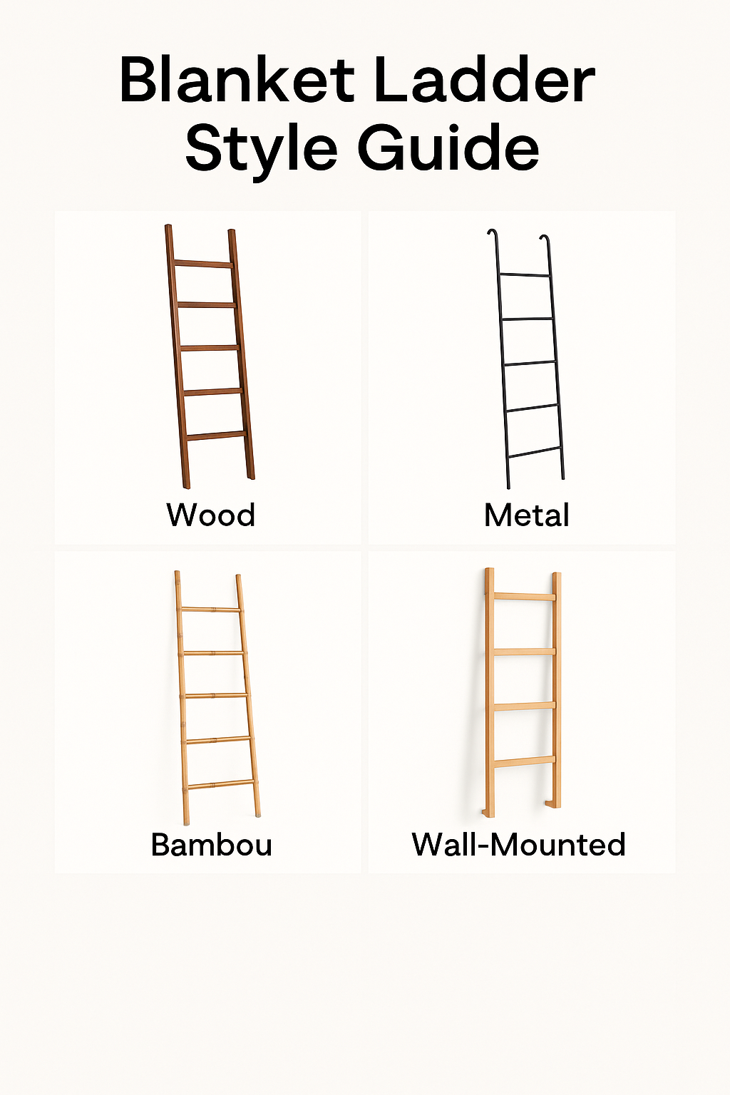 blanket ladder style guide comparing wood metal bamboo and wall-mounted ladders