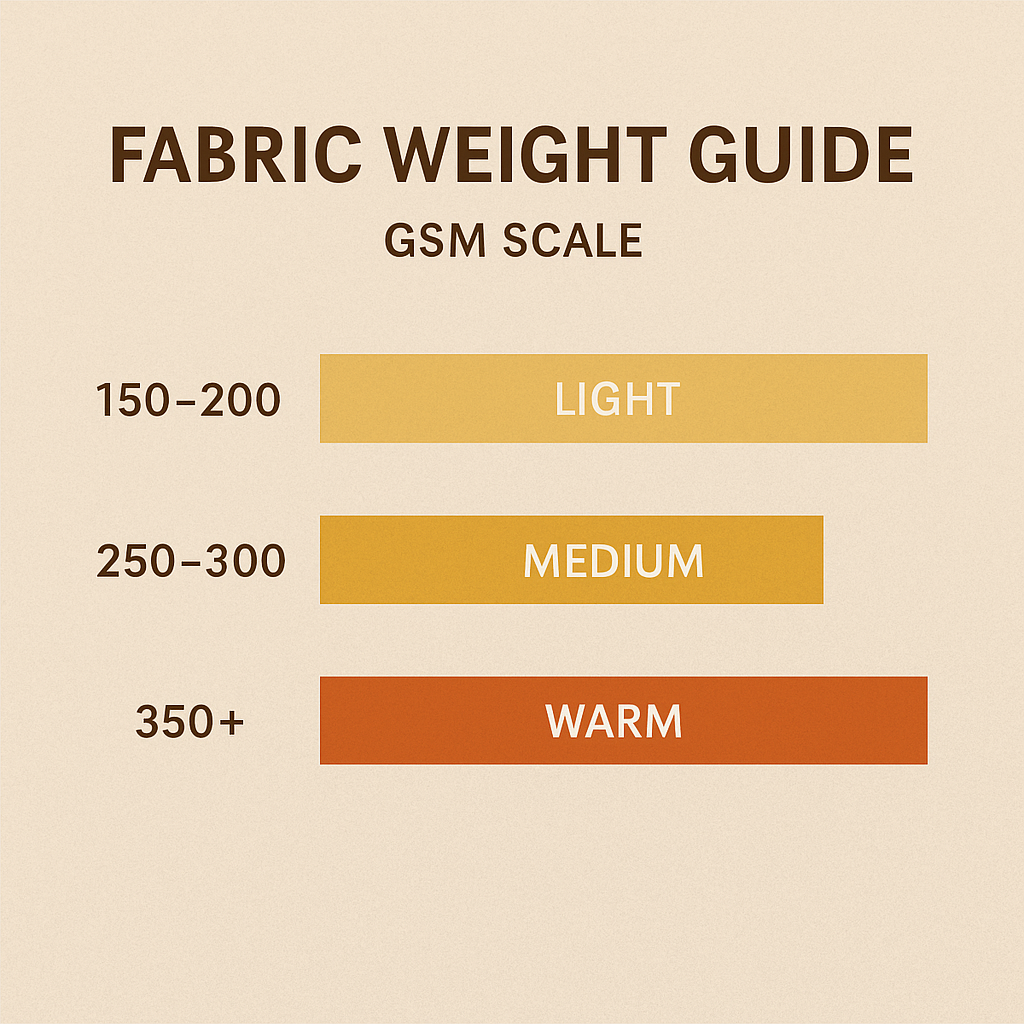 fabric weight guide gsm scale light medium warm blanket density chart