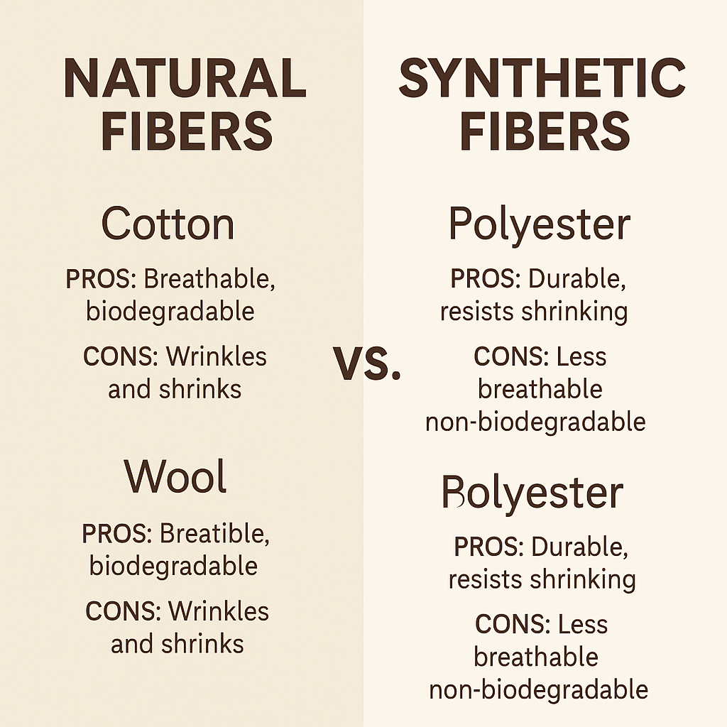 natural vs synthetic fibers chart cotton wool polyester comparison