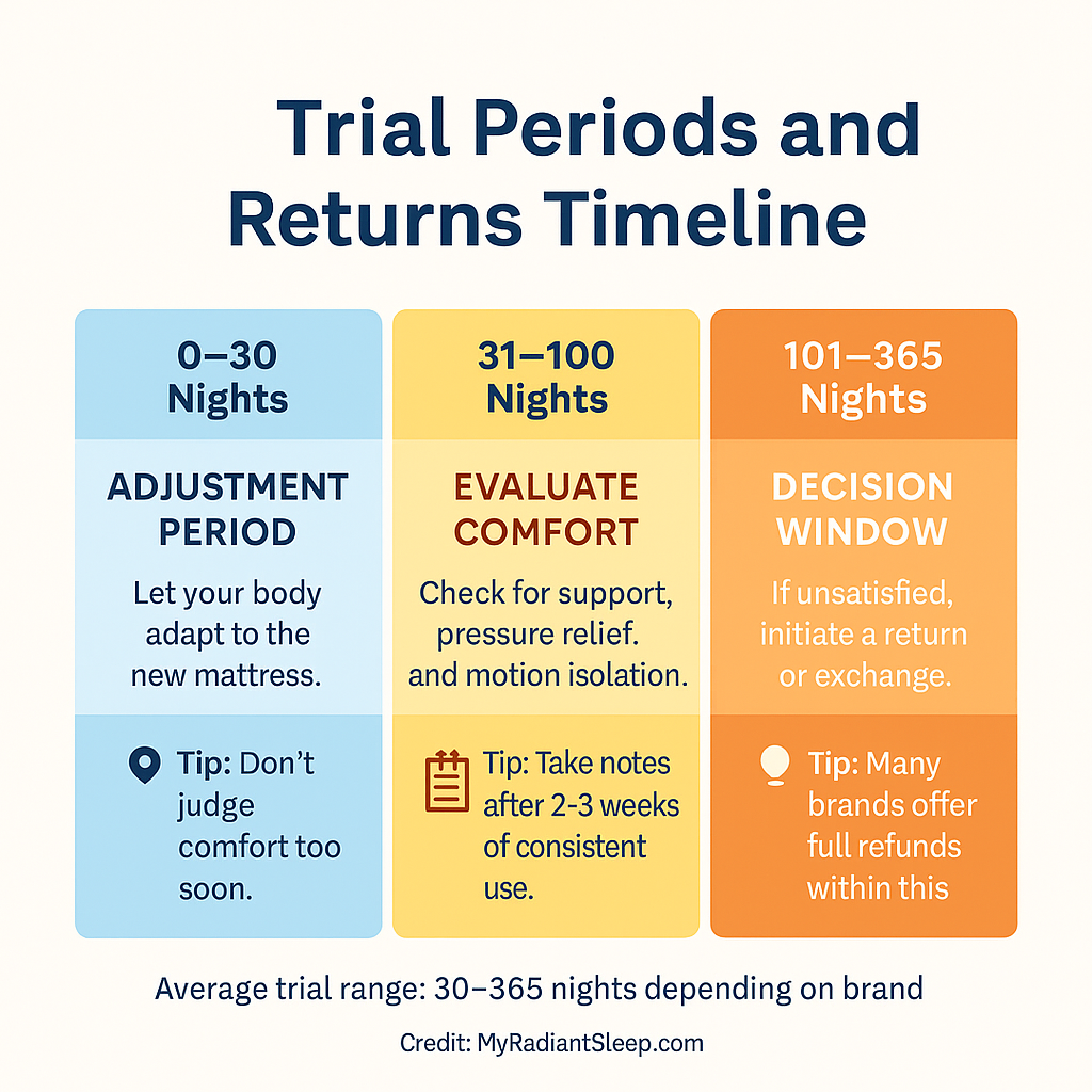 mattress trial period and returns timeline comfort adjustment evaluation stages