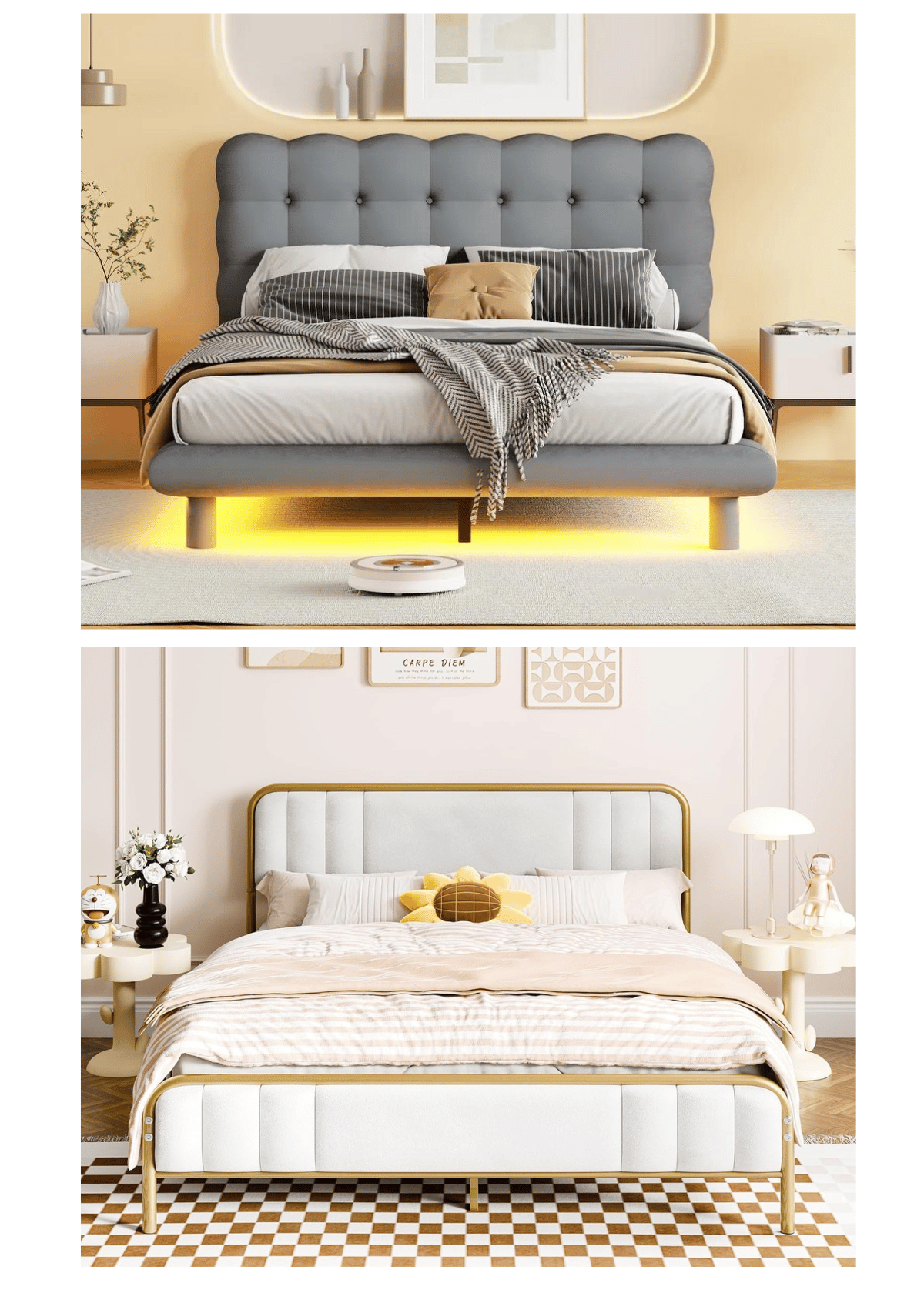 The bed frame delivers plush support and cozy vibes in any space (Credit: Bedbath and Beyond).