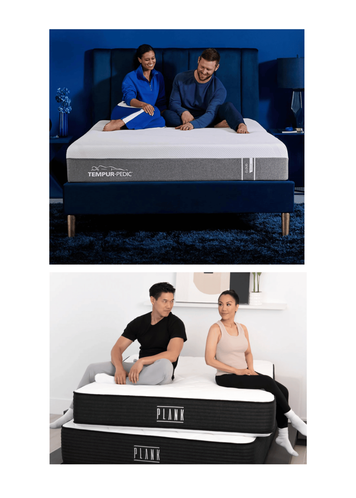 Tempur-Pedic and Plank mattresses stacked