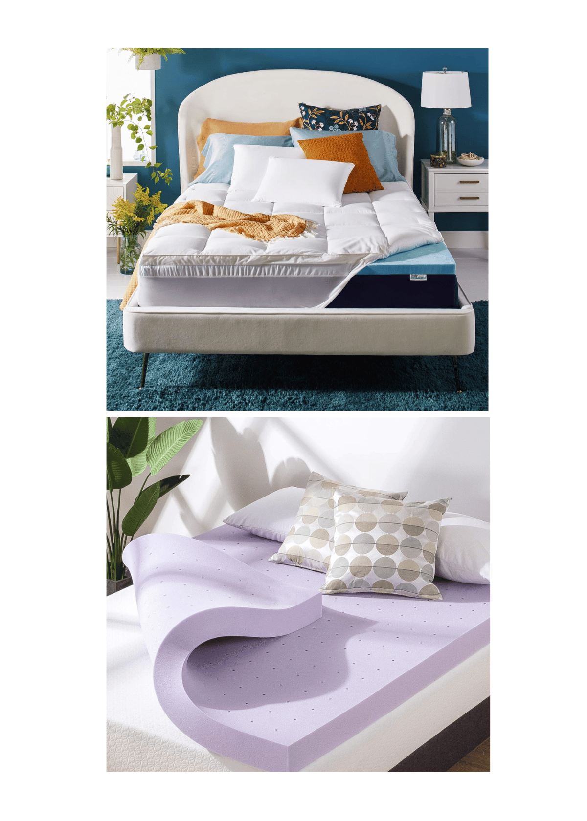 Sleep Innovations and Mellow mattress topper for comfort and support
